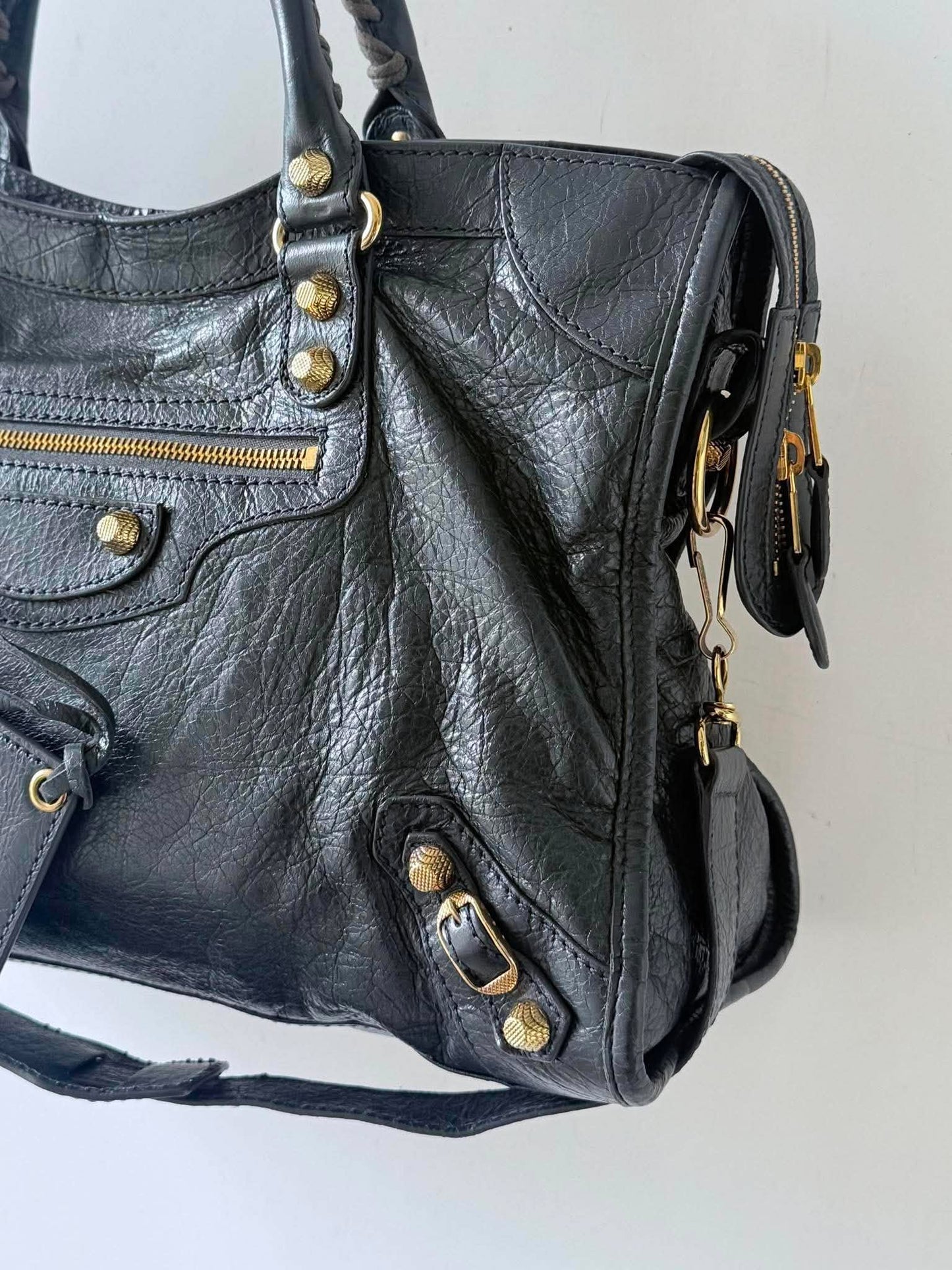 Balenciaga Dark Gray Giant 12 Gold Hardware City Bag