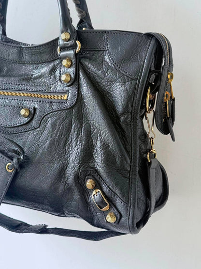 Balenciaga Dark Gray Giant 12 Gold Hardware City Bag
