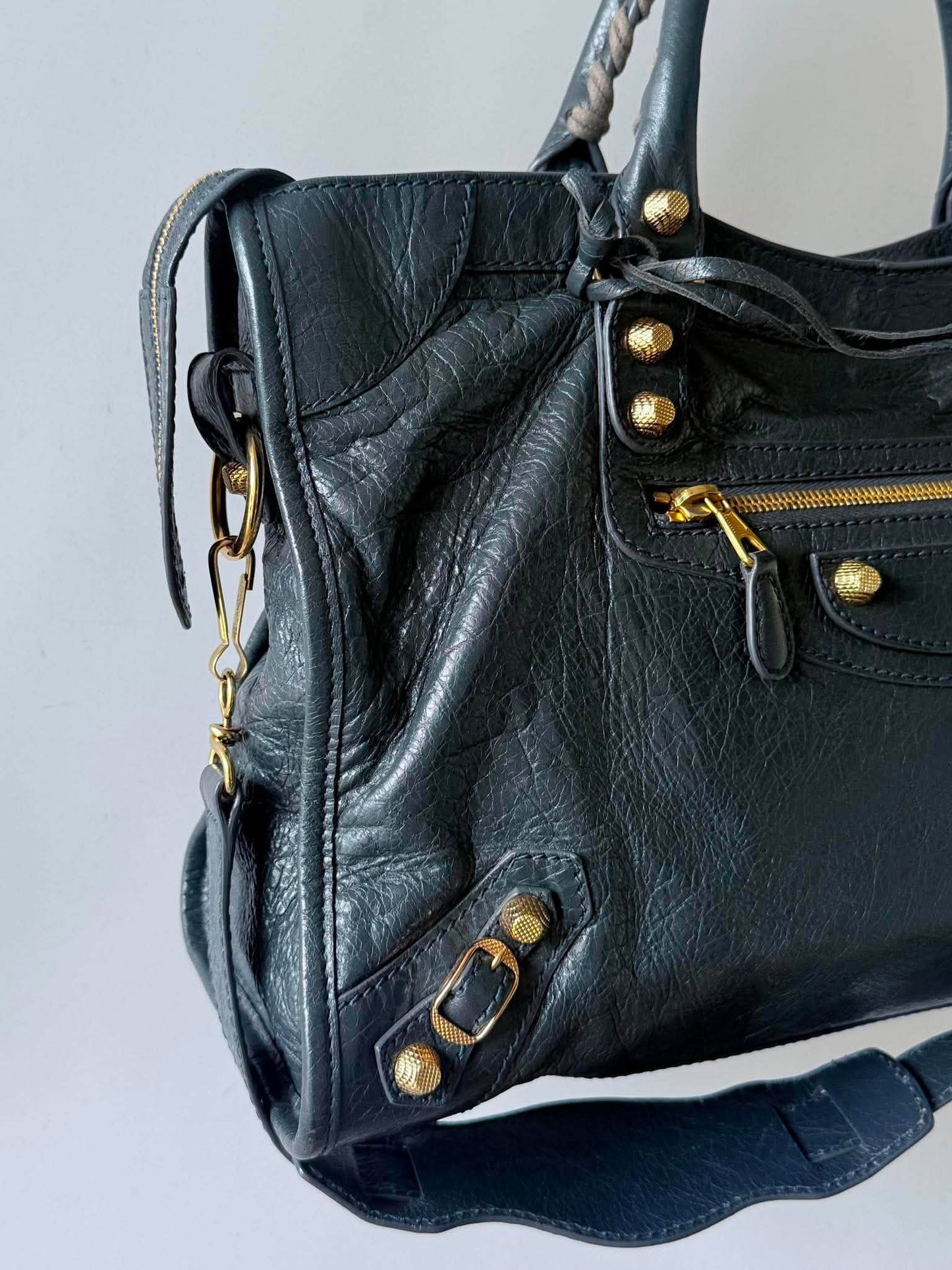 Balenciaga Dark Gray Giant 12 Gold Hardware City Bag