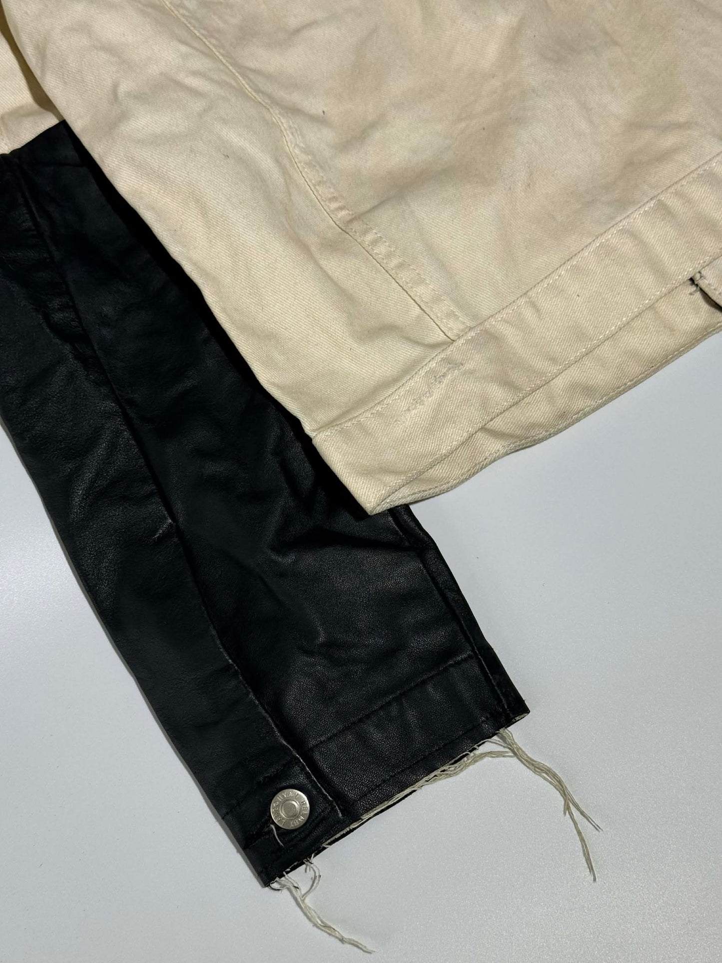 Helmut Lang 2003SS Leather Sleeve Denim Jacket