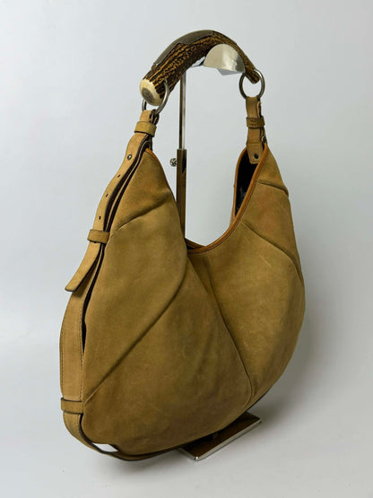 Yves Saint Laurent Taupe Suede Mombasa Hobo Bag