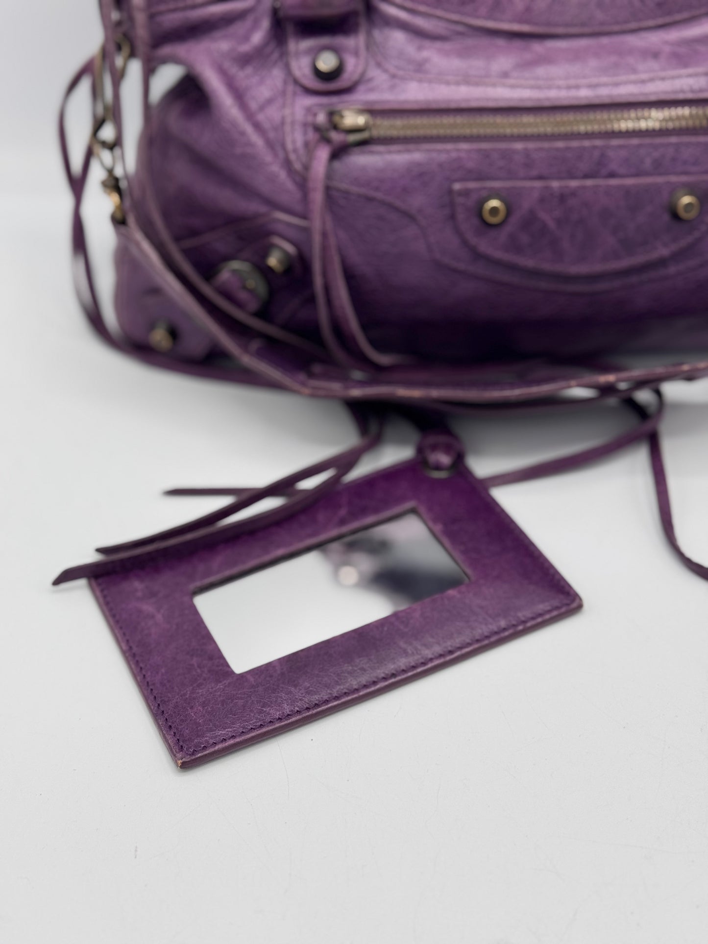 Balenciaga Eggplant Motorcycle First Bag