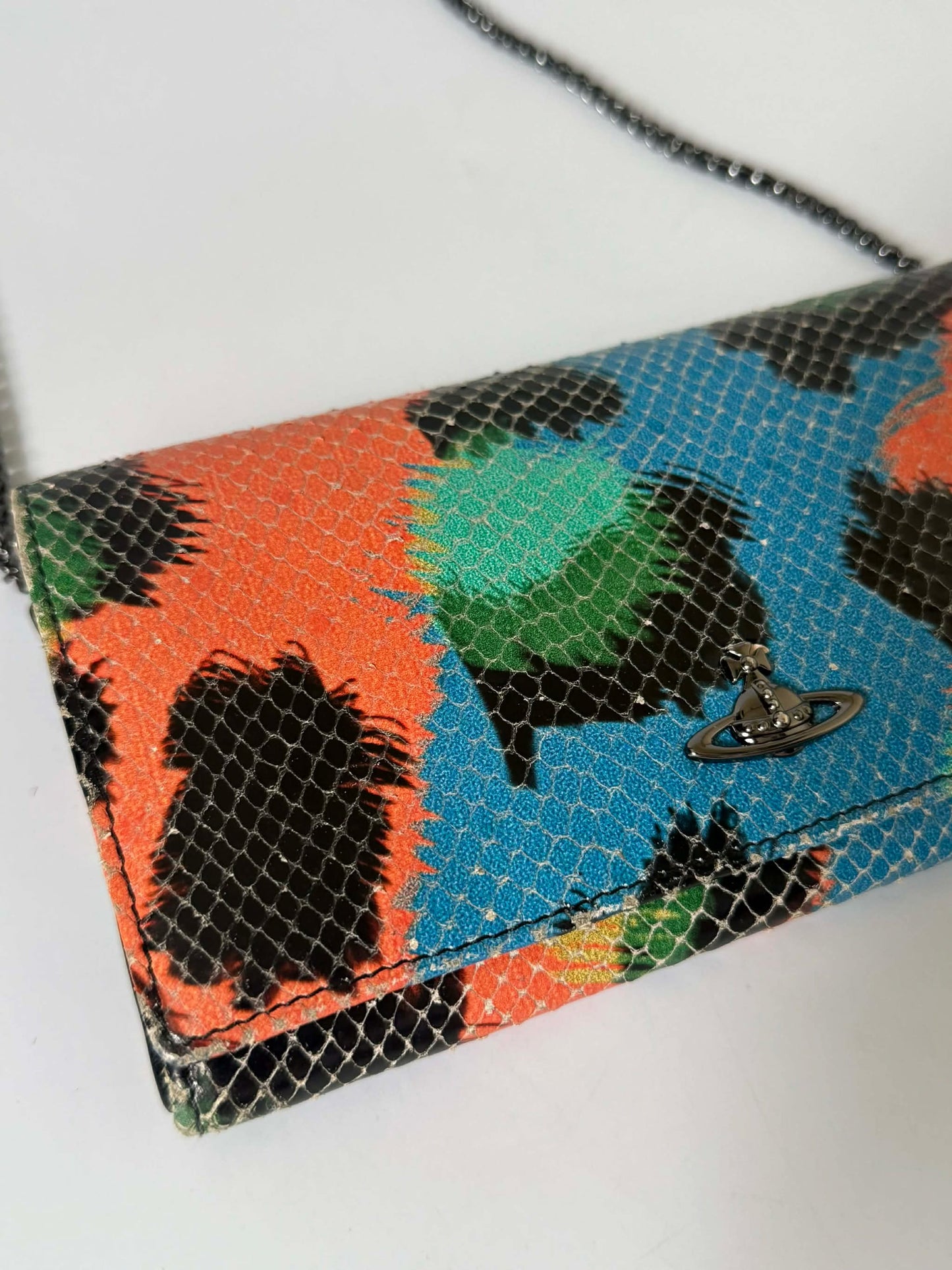 Vivienne Westwood Multicolor Python Skin Chain Shoulder Bag