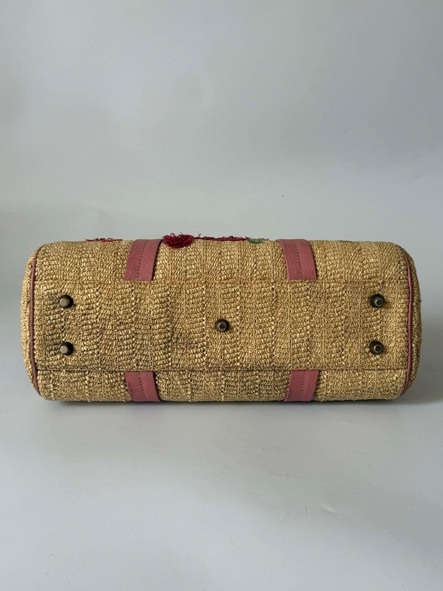 Christian Dior by John Galliano Floral Straw Raffia Handbag