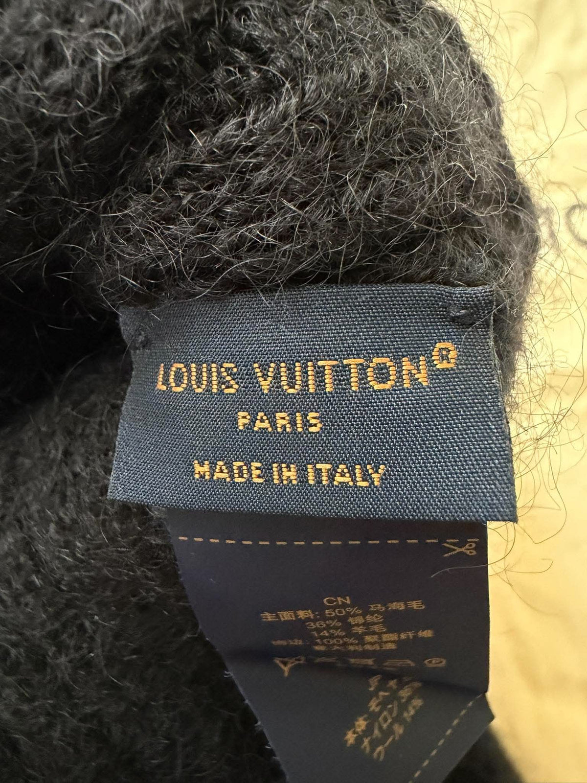 Louis Vuitton Black Script Mohair Bennie