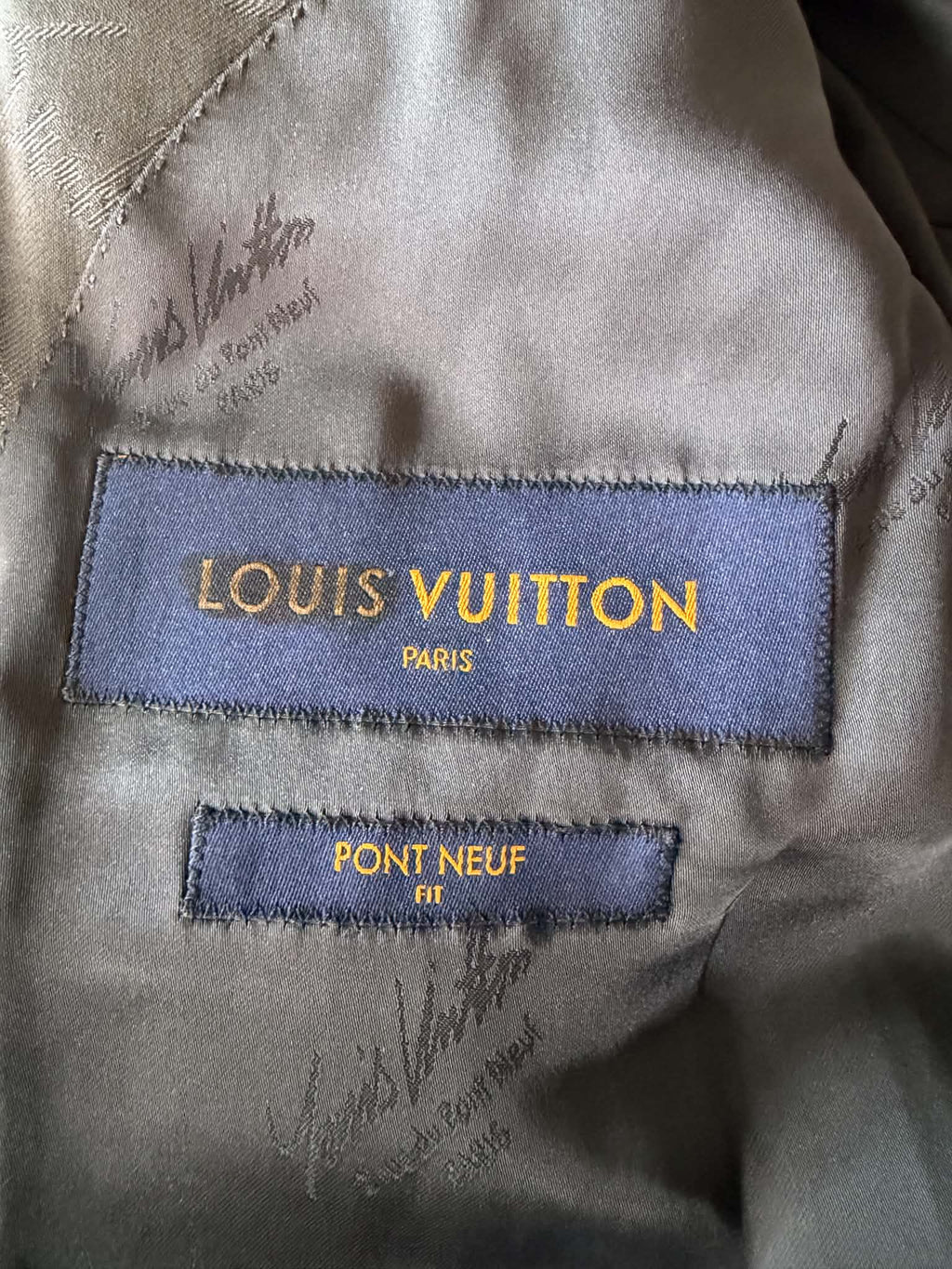Louis Vuitton Pont Neuf Jacquard Script Gray Suit
