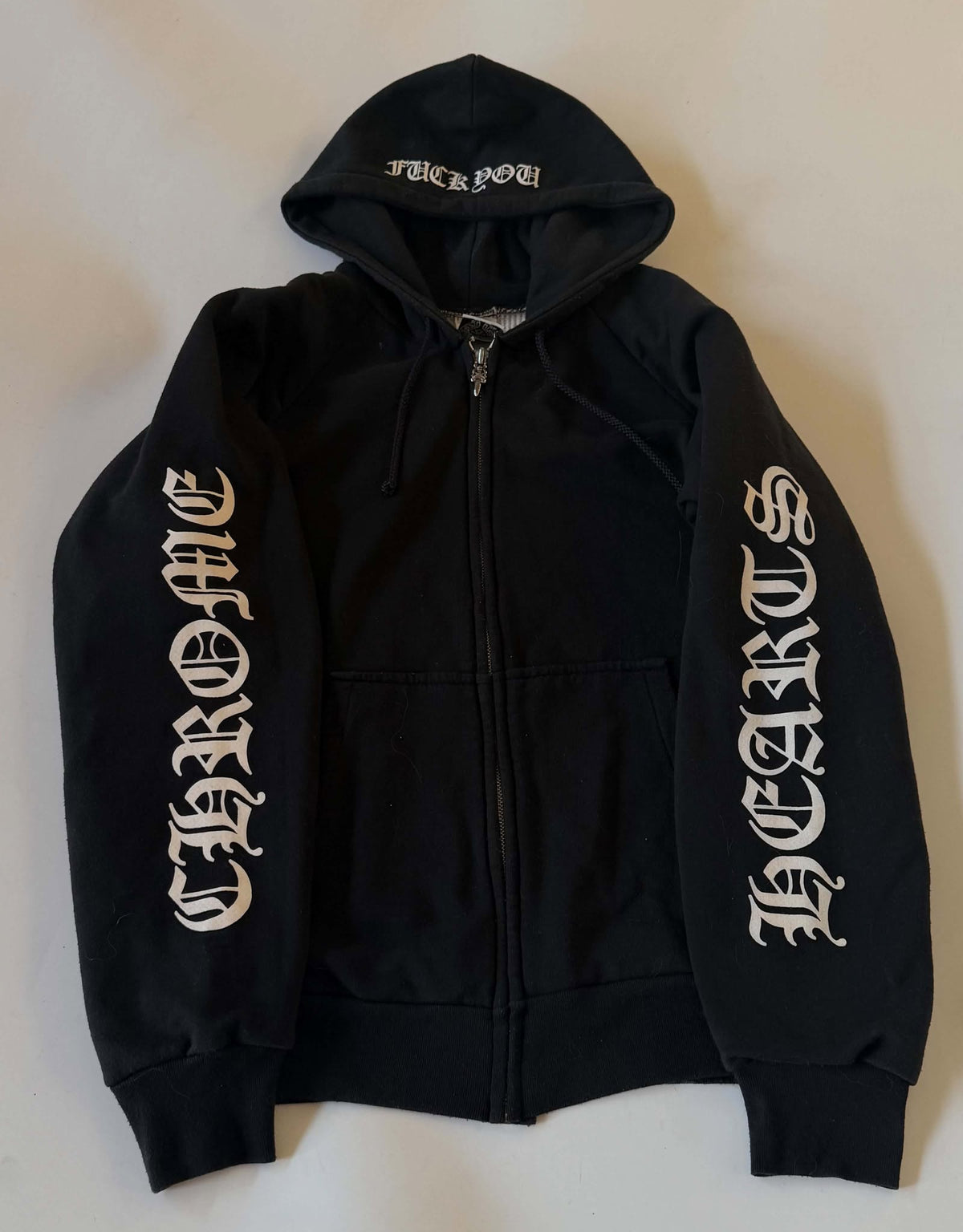 Vintage Chrome Hearts “Fuck You” Thermal Zip-Up Hoodie