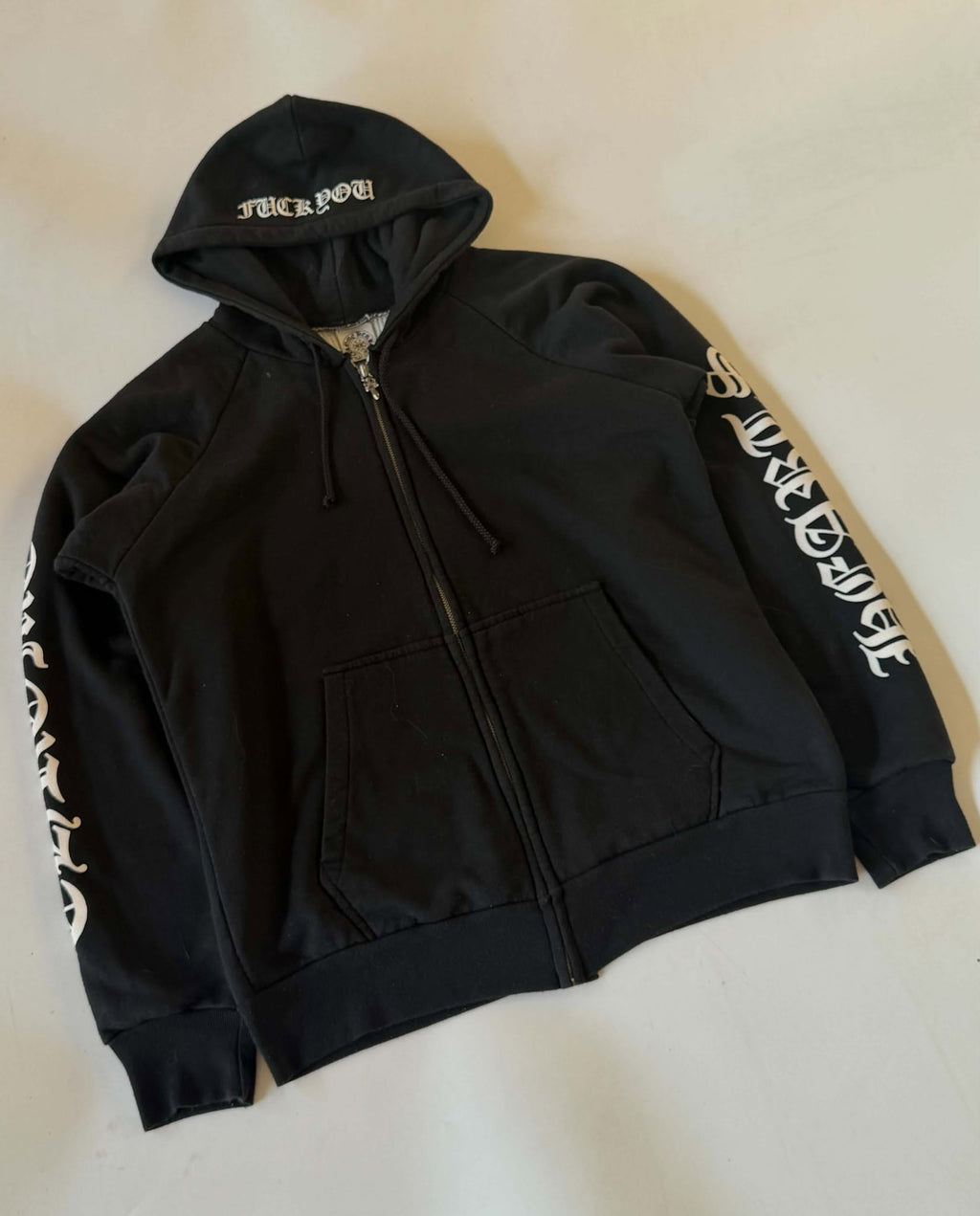 Vintage Chrome Hearts “Fuck You” Thermal Zip-Up Hoodie