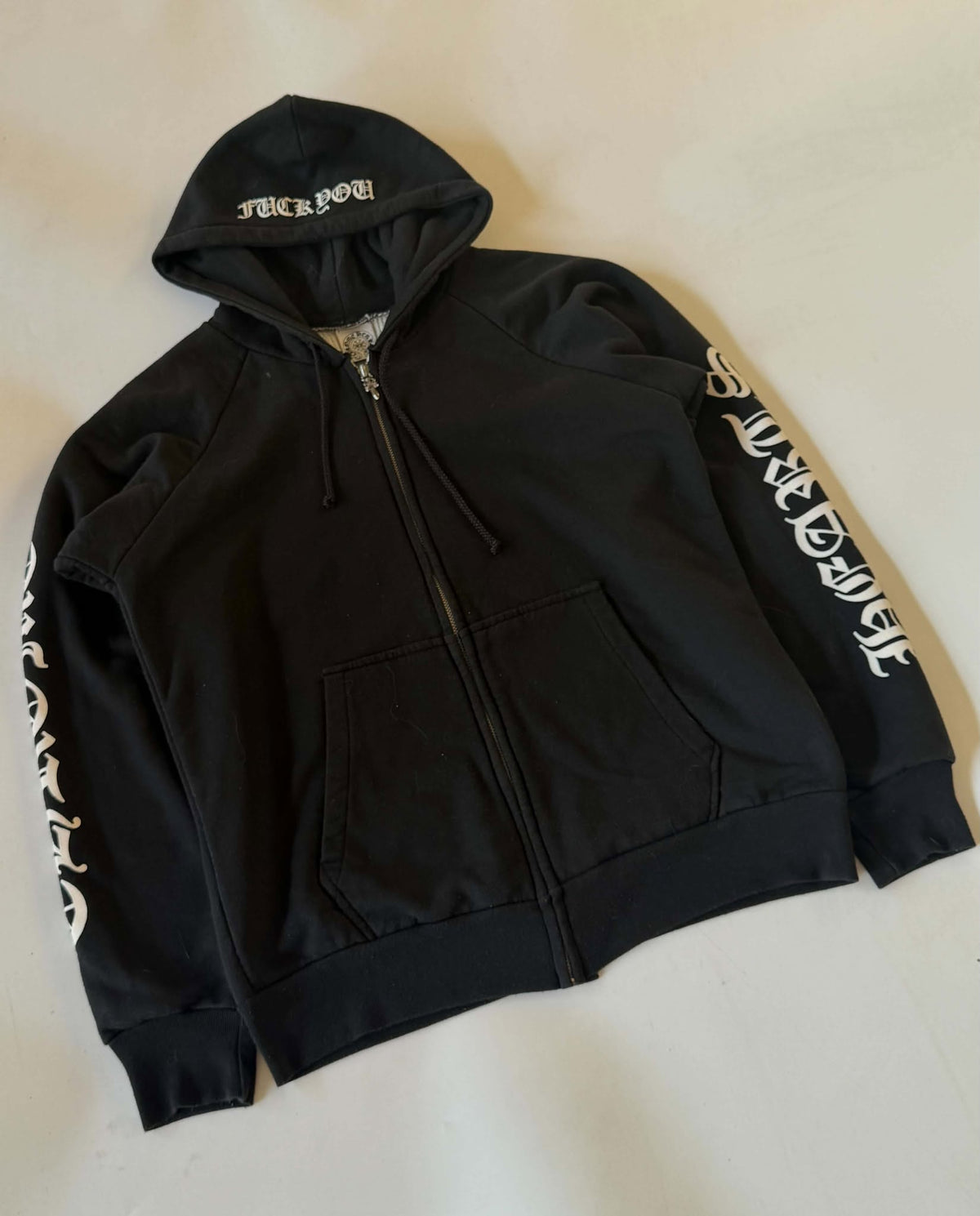 Vintage Chrome Hearts “Fuck You” Thermal Zip-Up Hoodie