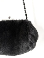 Chanel by Karl Lagerfeld Black Fur Frame Chain Bag
