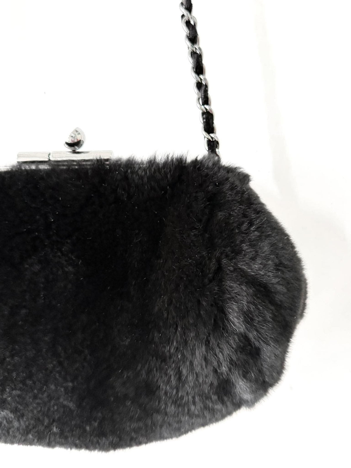 Chanel by Karl Lagerfeld Black Fur Frame Chain Bag