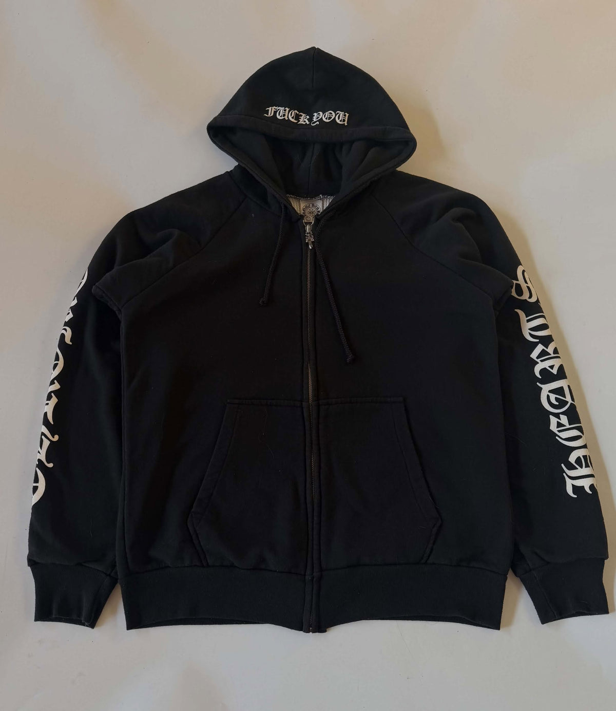Vintage Chrome Hearts “Fuck You” Thermal Zip-Up Hoodie