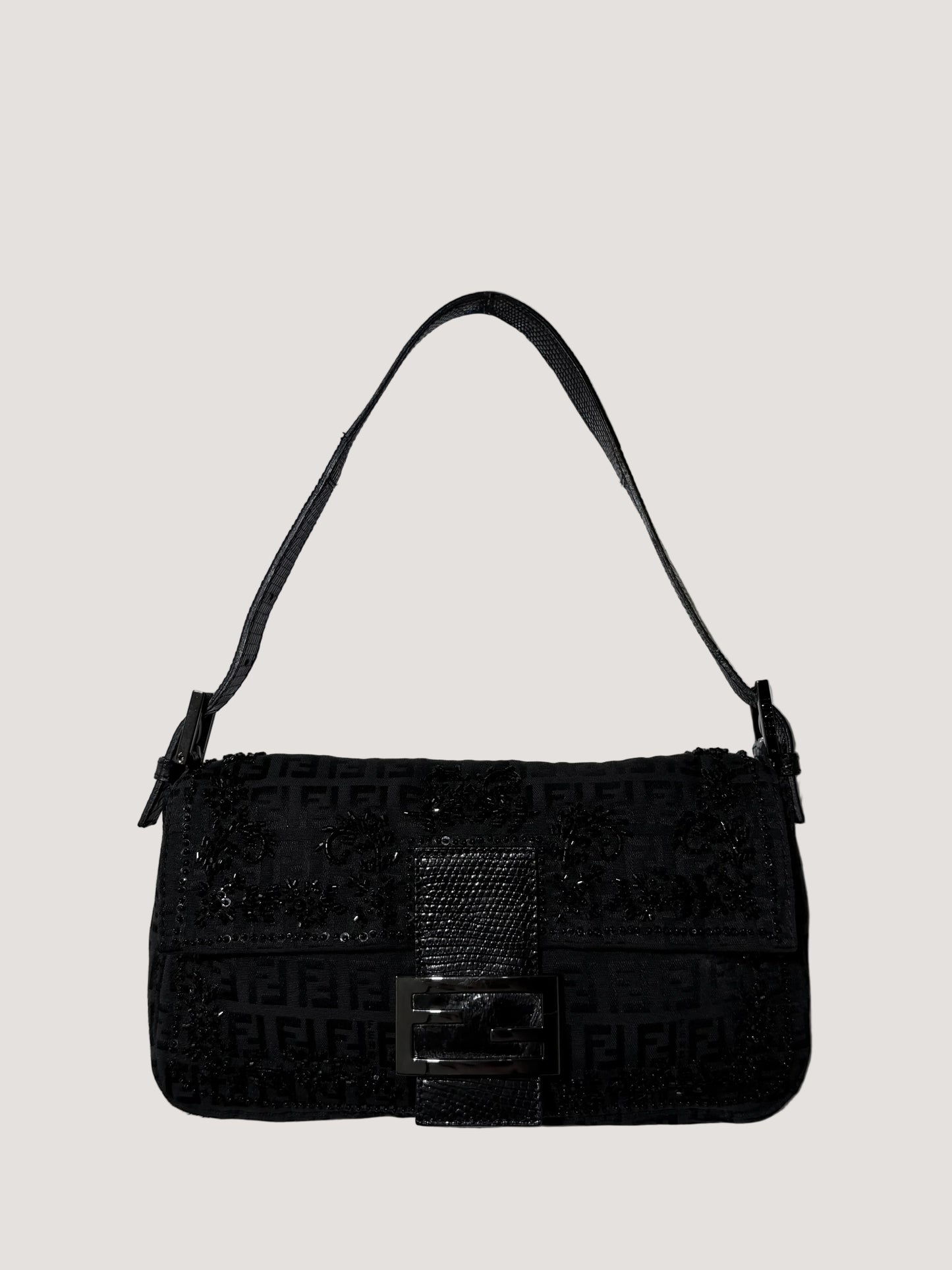 F/W1999 Fendi Zucca & Lizard Embossed Baguette Bag