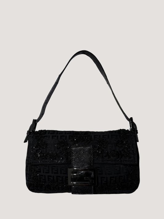F/W1999 Fendi Zucca & Lizard Embossed Baguette Bag