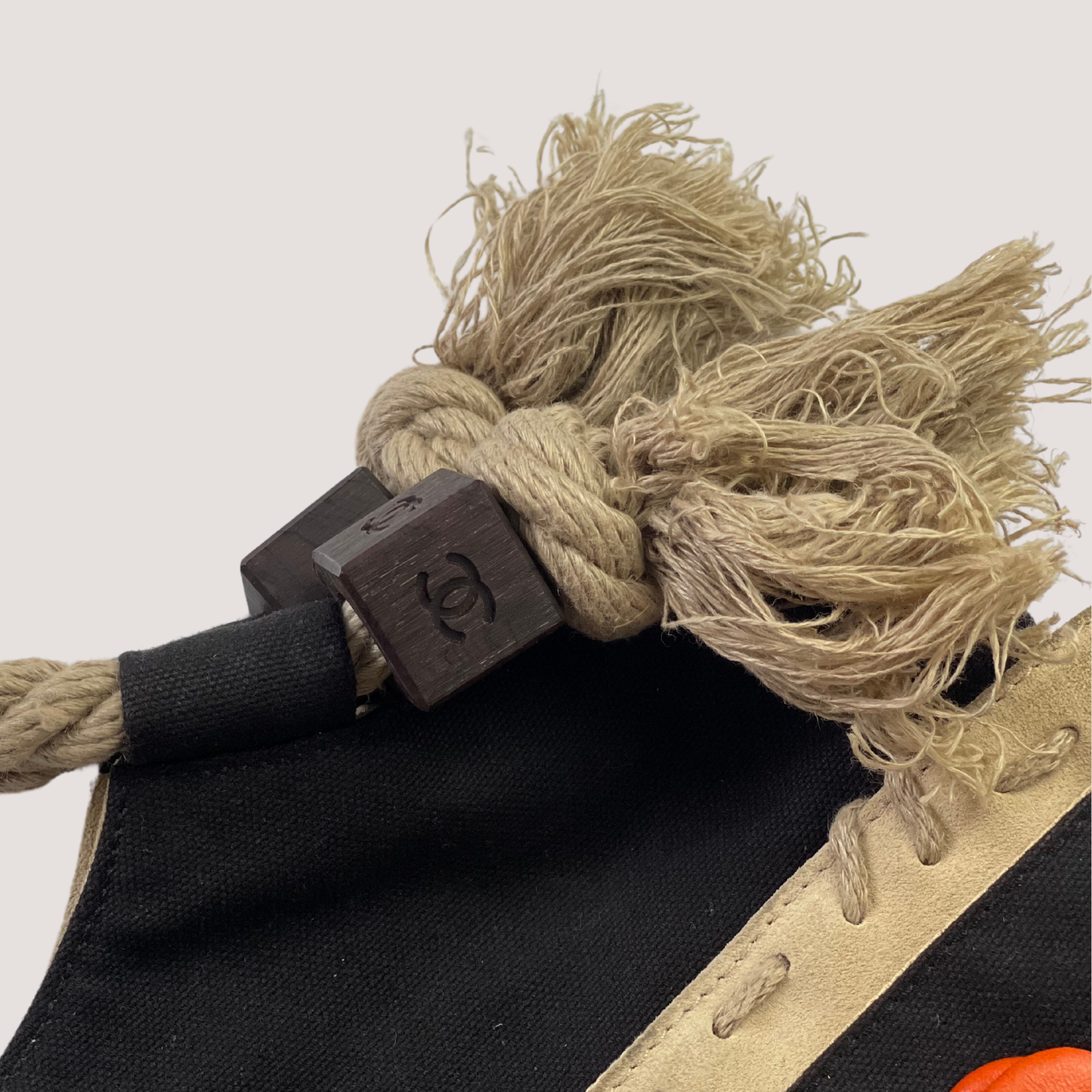 1990 Chanel Spring/Summer Canvas Bag with Coloured Leather Camellia Applique