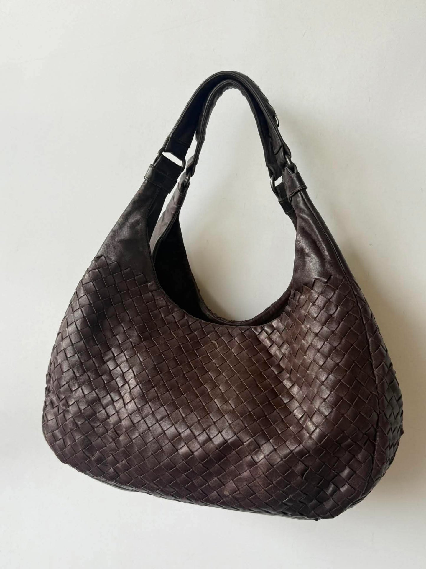 Bottega Veneta Ebano Woven Leather Campana Bag