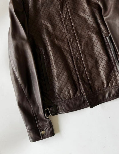 2000's GUCCI HOLLOW STAP IRON RING LEATHER JACKET