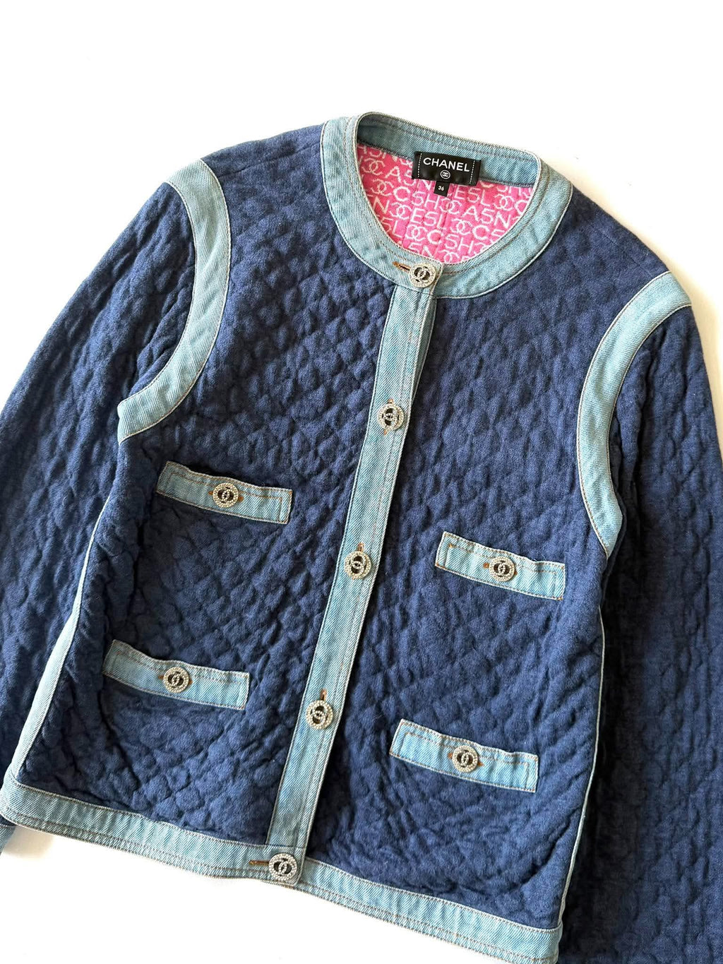Chanel 20P Double Face Quilted Denim Jacket