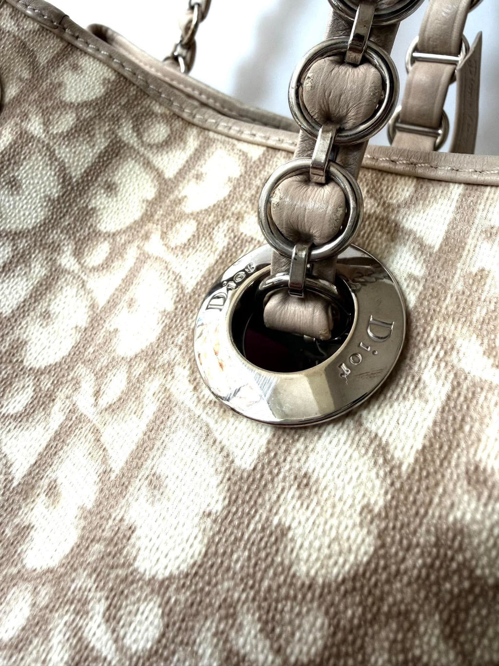 Vintage Christian Dior Trotter Canvas Romantique Chain Tote Bag