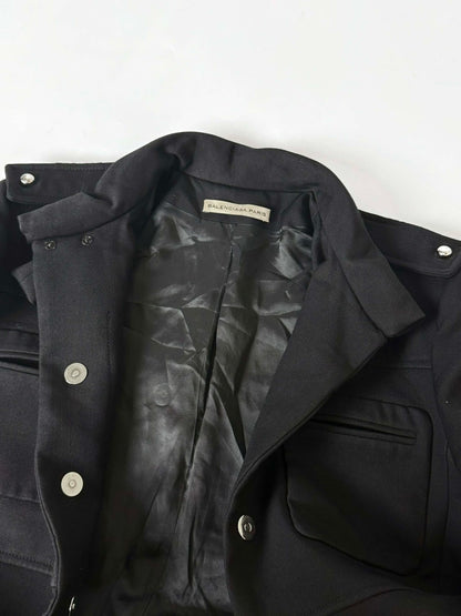 AW2005 Balenciaga Long Premium Wool Black Trench Coat