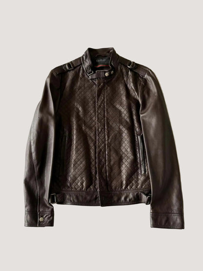 2000's GUCCI HOLLOW STAP IRON RING LEATHER JACKET