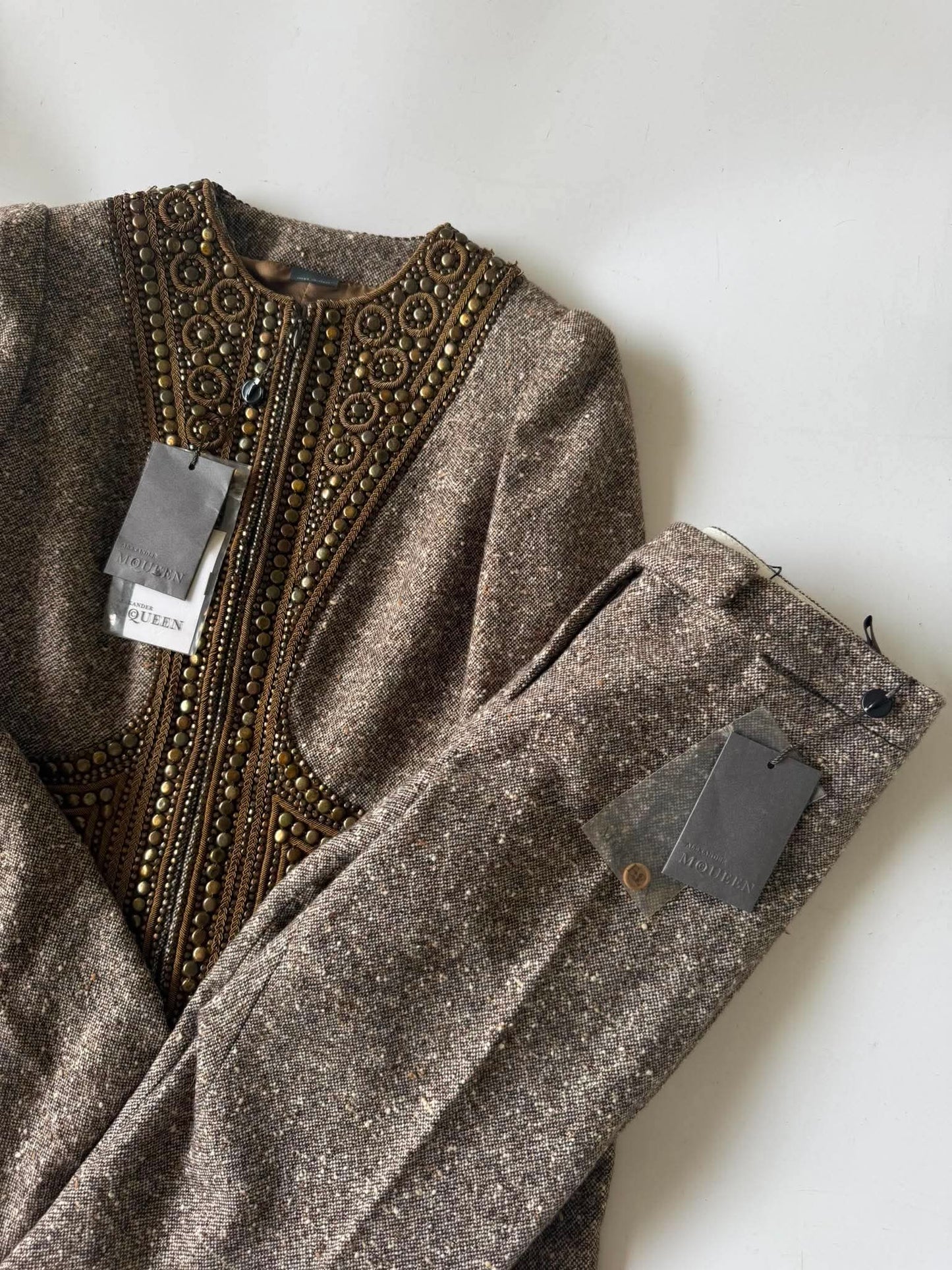 Documented & Rare Alexander McQueen F/W2004 Embellished Tweed Suit