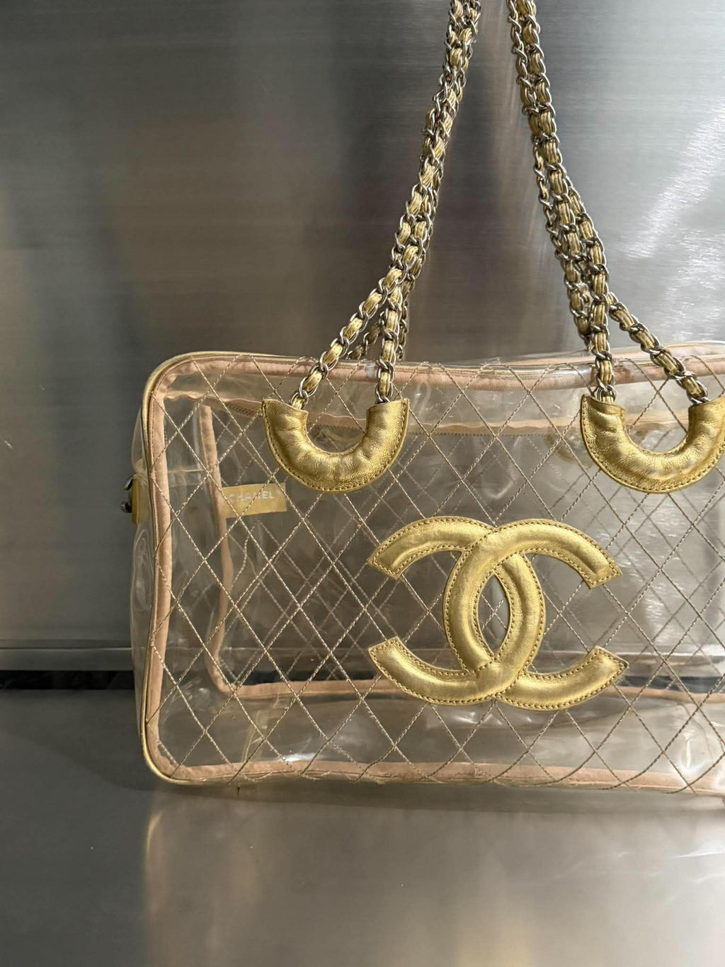 Chanel 1991 VIntage Timeless Naked Clear Transparent Tote
