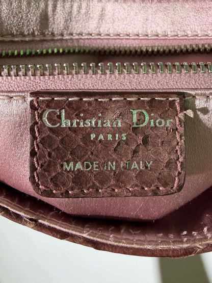 Christian Dior Maroon Python Skin Double Saddle Bag