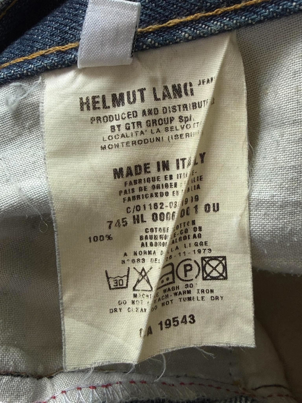 Vintage Helmut Lang Classic Cut Denim Pants