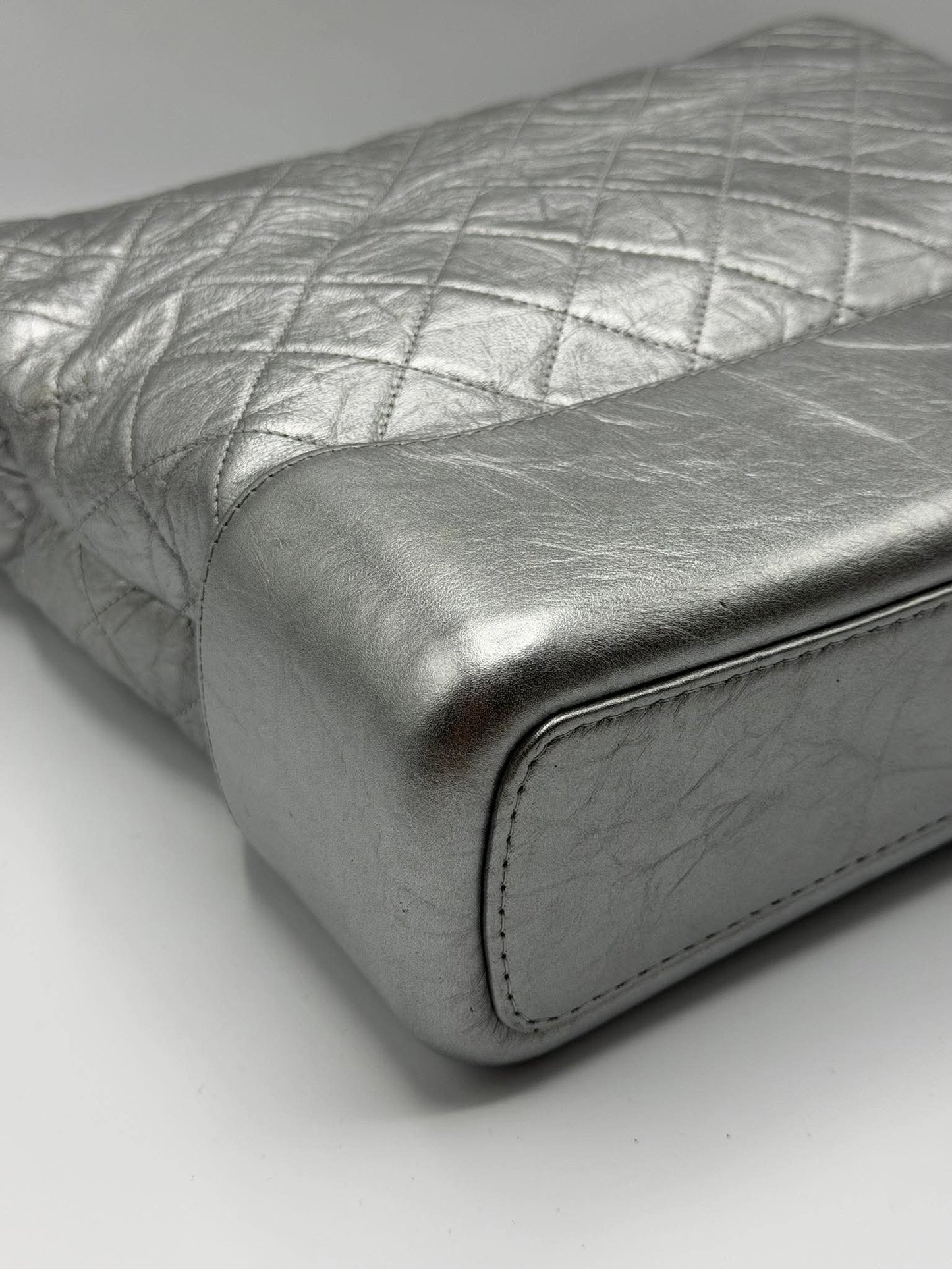 Chanel Gabrielle Metallic Silver Hobo Bag