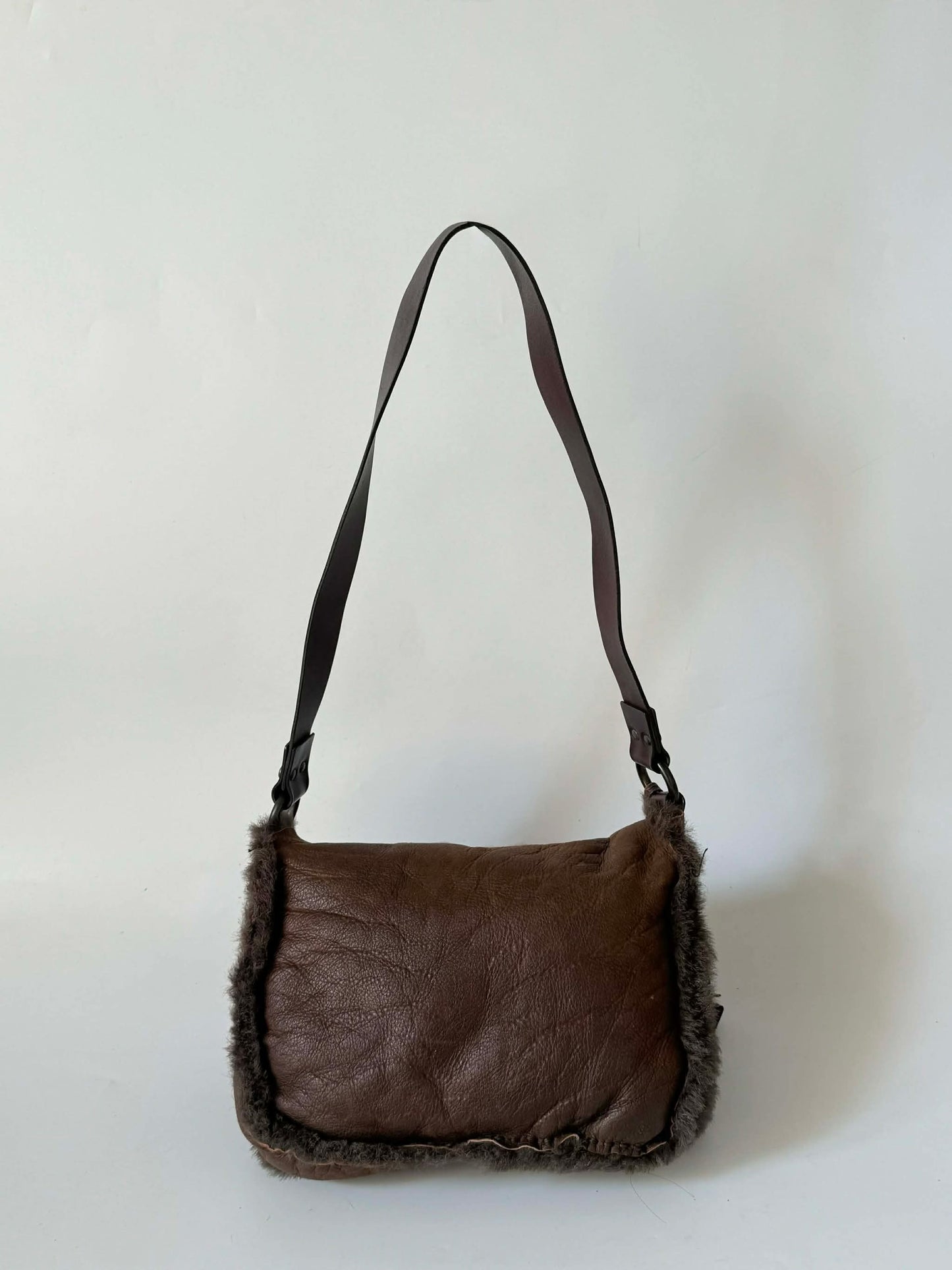 Dolce & Gabbana Brown Suede Butterfly Embellished Flap Bag