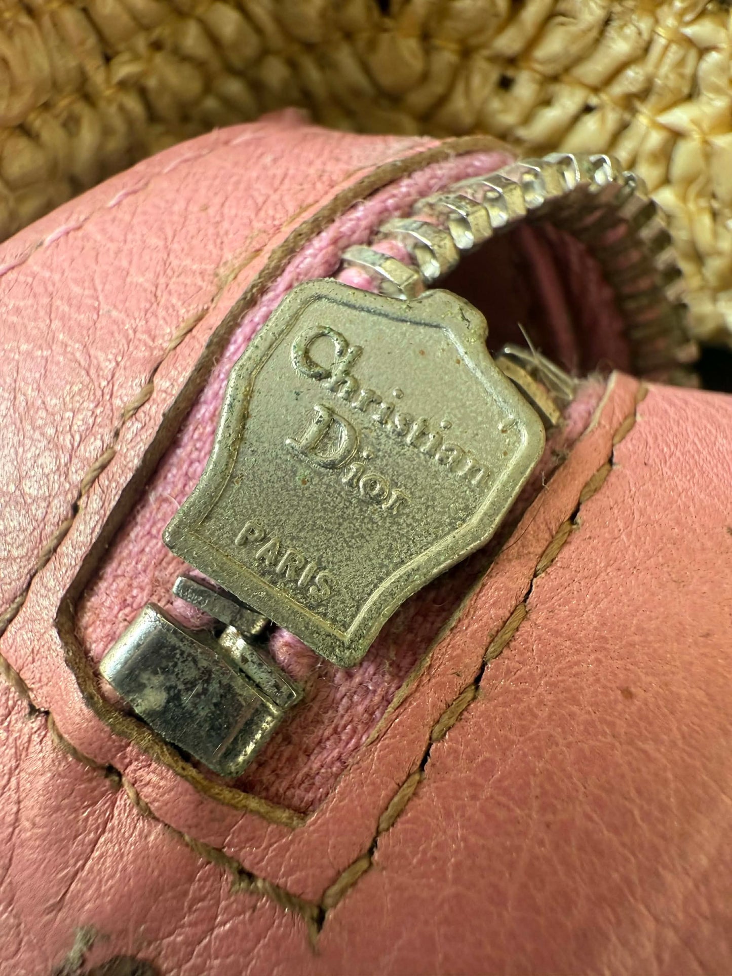 Christian Dior by John Galliano Floral Straw Raffia Handbag