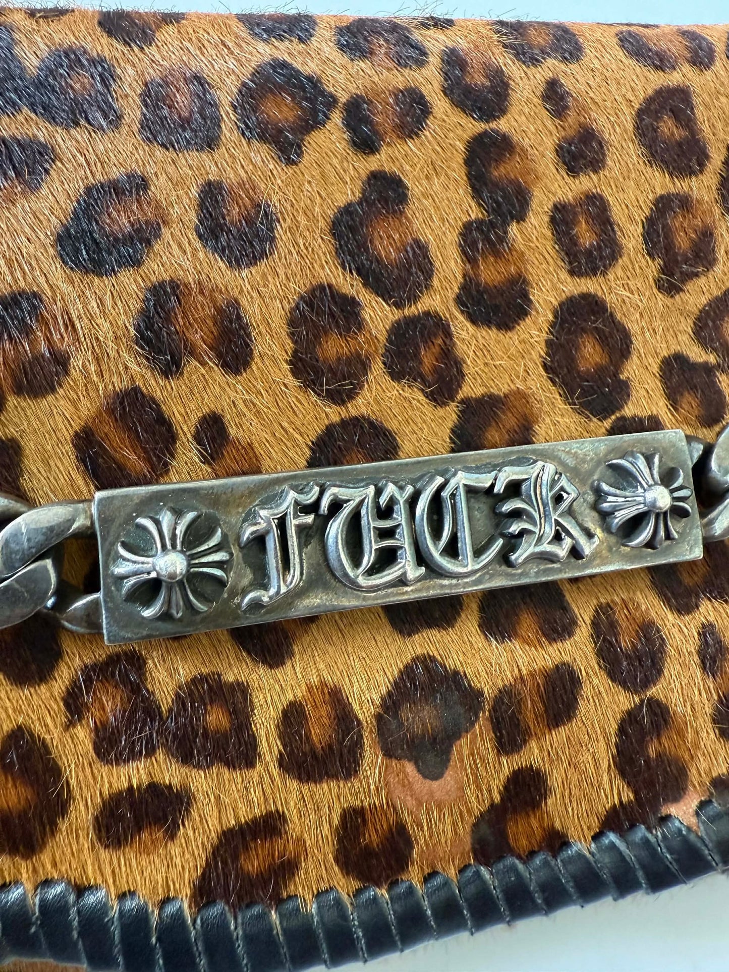 RARE Chrome Hearts Leopard Pony Hair “Fuck you” Clutch Bag