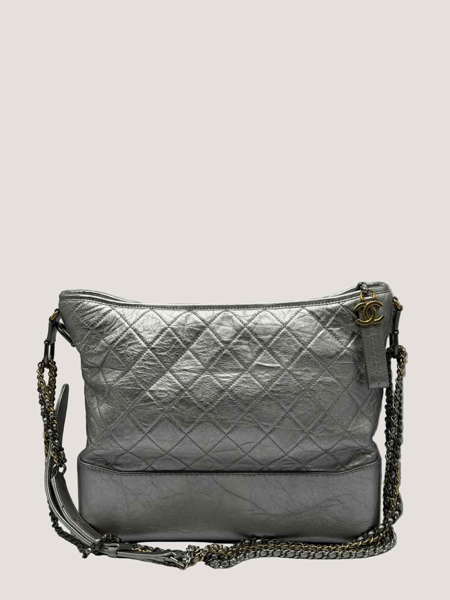 Chanel Gabrielle Metallic Silver Hobo Bag
