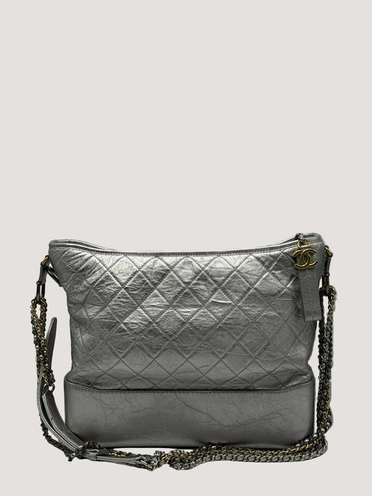 Chanel Gabrielle Metallic Silver Hobo Bag