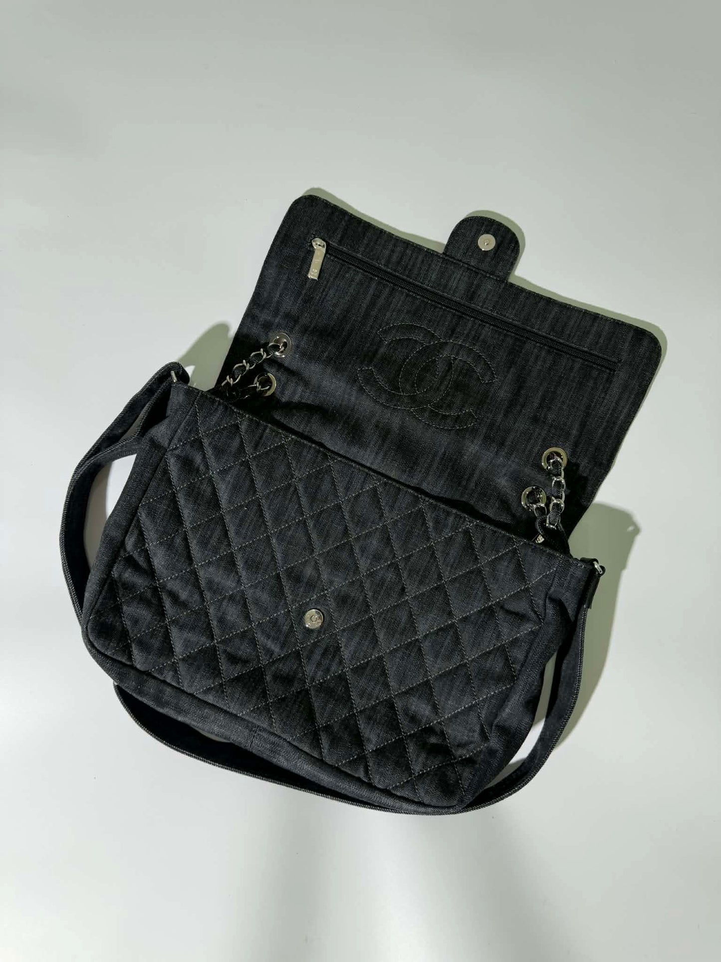 2010 Chanel Denim Quilted Stretch Spirit Messenger