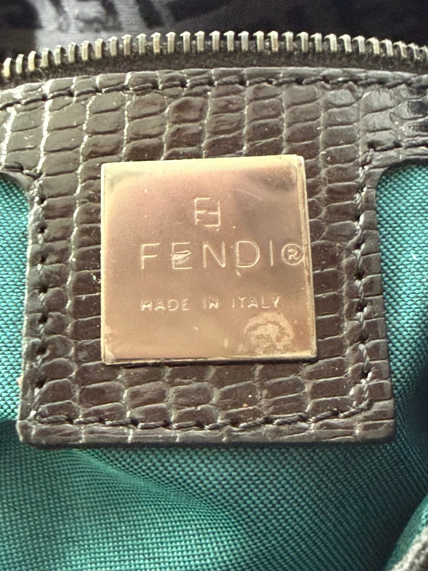 F/W1999 Fendi Zucca & Lizard Embossed Baguette Bag
