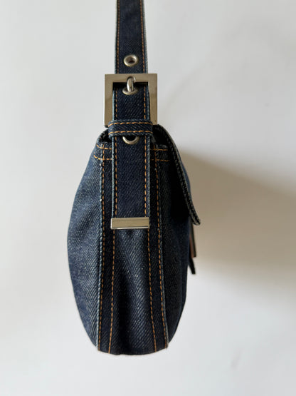Fendi Dark Blue Denim Baguette