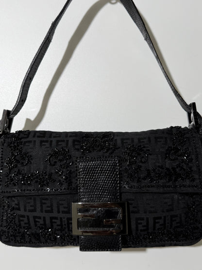 F/W1999 Fendi Zucca & Lizard Embossed Baguette Bag