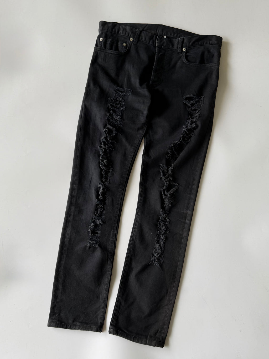 Dior Homme Autumn 2014 Crash Distressed Black Denim