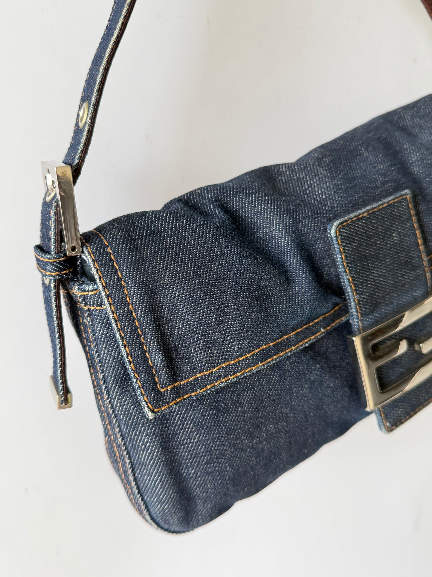 Fendi Dark Blue Denim Baguette
