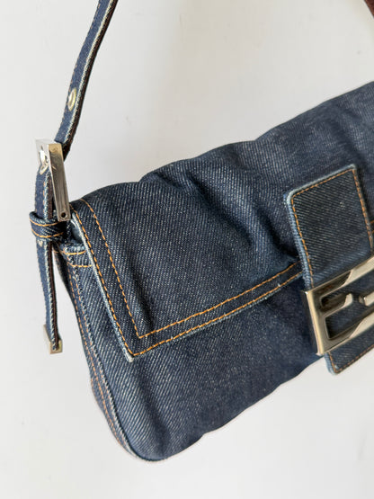 Fendi Dark Blue Denim Baguette