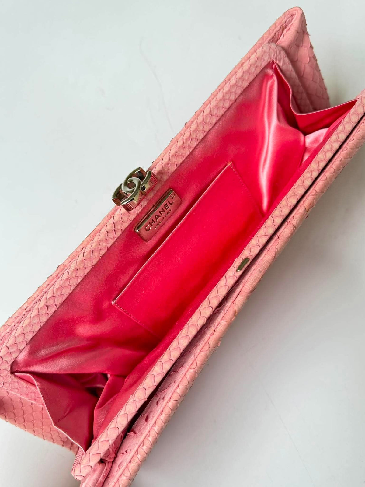 Chanel Pink Python Skin Clutch