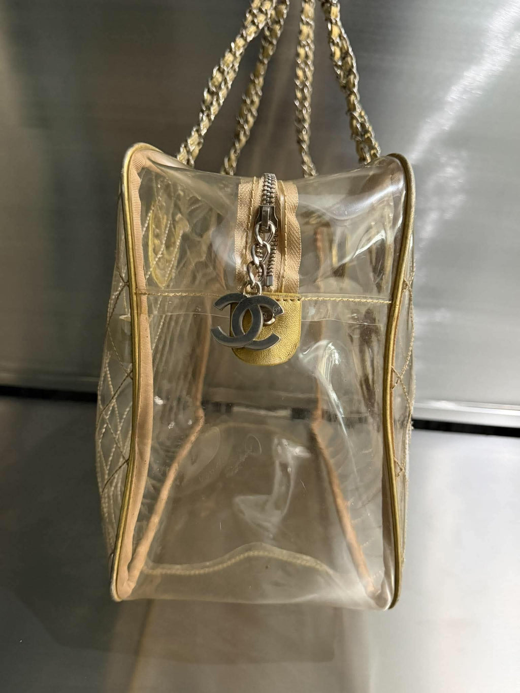Chanel 1991 VIntage Timeless Naked Clear Transparent Tote