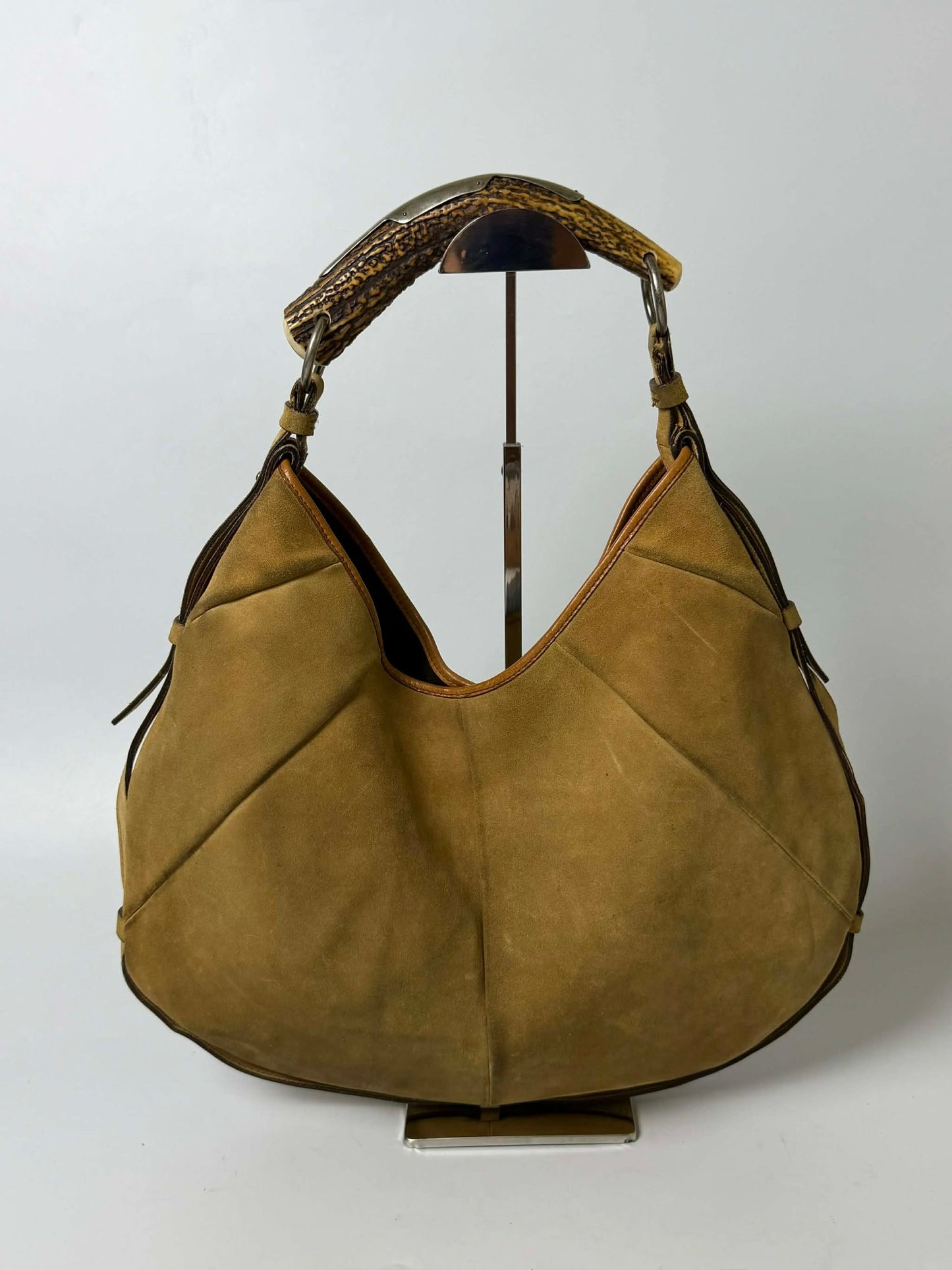 Yves Saint Laurent Taupe Suede Mombasa Hobo Bag