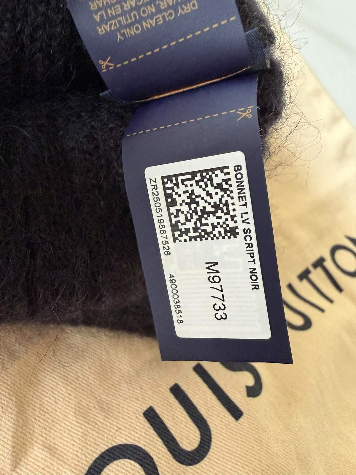 Louis Vuitton Black Script Mohair Bennie