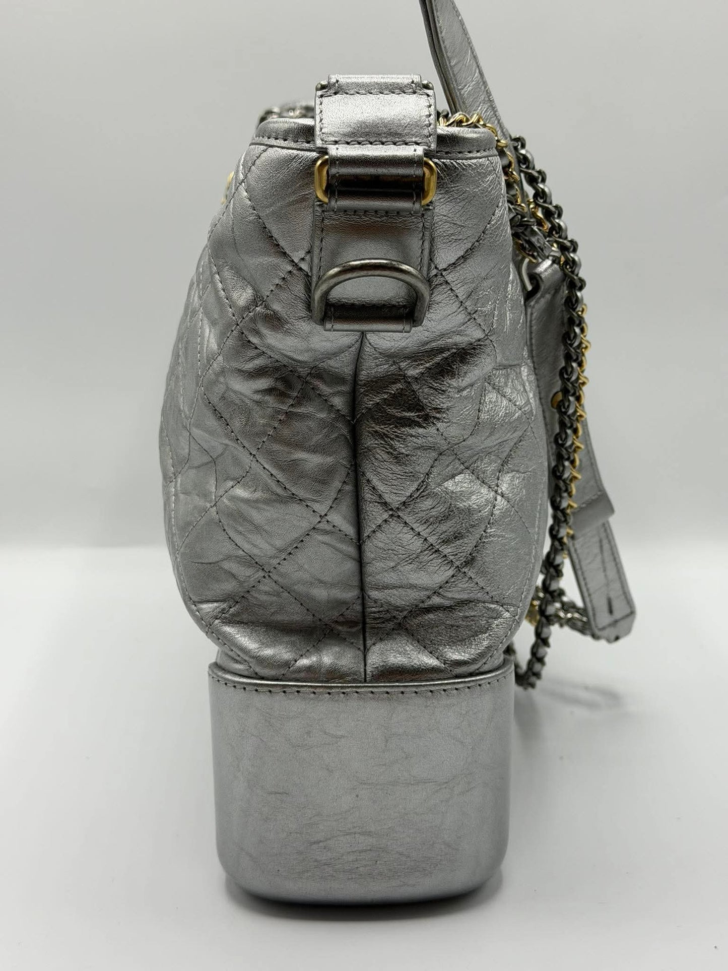 Chanel Gabrielle Metallic Silver Hobo Bag