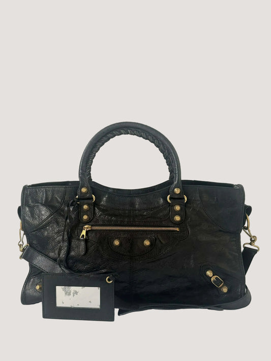 2000’s Balenciaga Black Giant 12 Gold Hardware City Bag