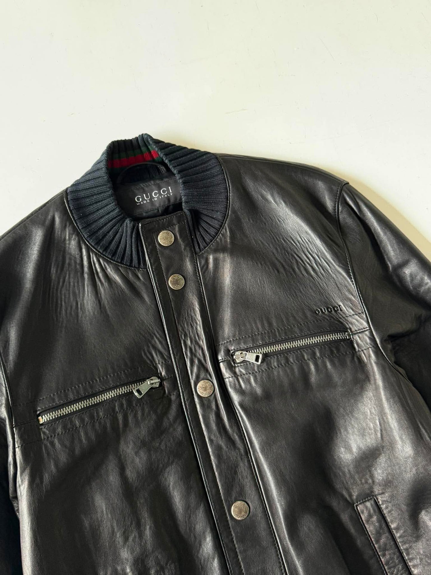 2000's GUCCI ICONIC INNER WEB LEATHER JACKET
