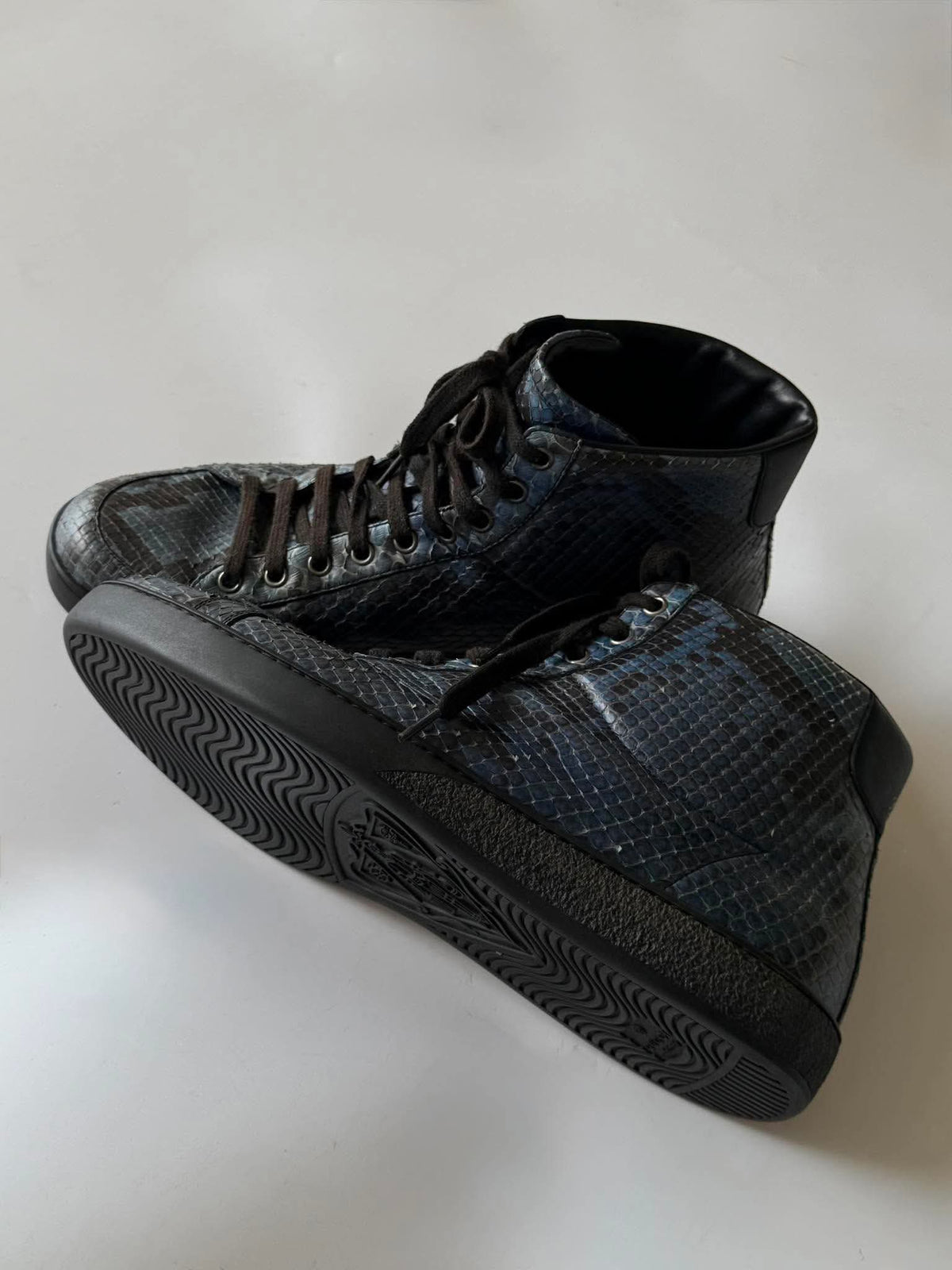 Gucci by Frida Giannini Blue Python High Top Sneakers